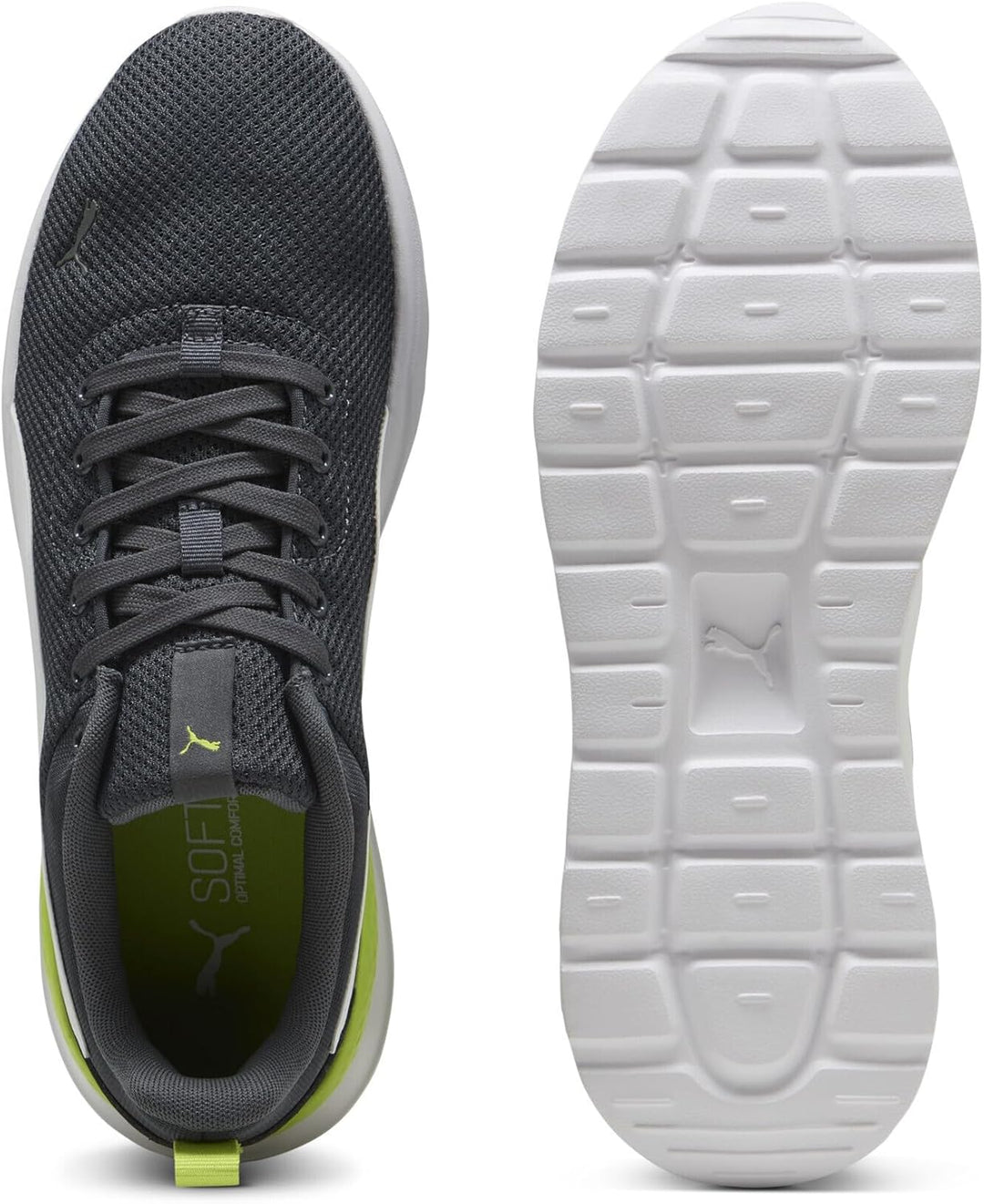 PUMA Unisex AnzarunSneaker 37.5 EU Strong Gray White Lime Smash Green, 37.5 EU Strong Gray White Lim