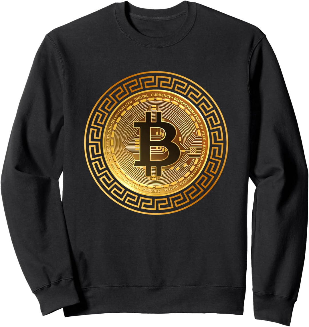 Golden Stylish Bitcoin Tees, Bitcoin Cryptocurrency Graphic Sweatshirt