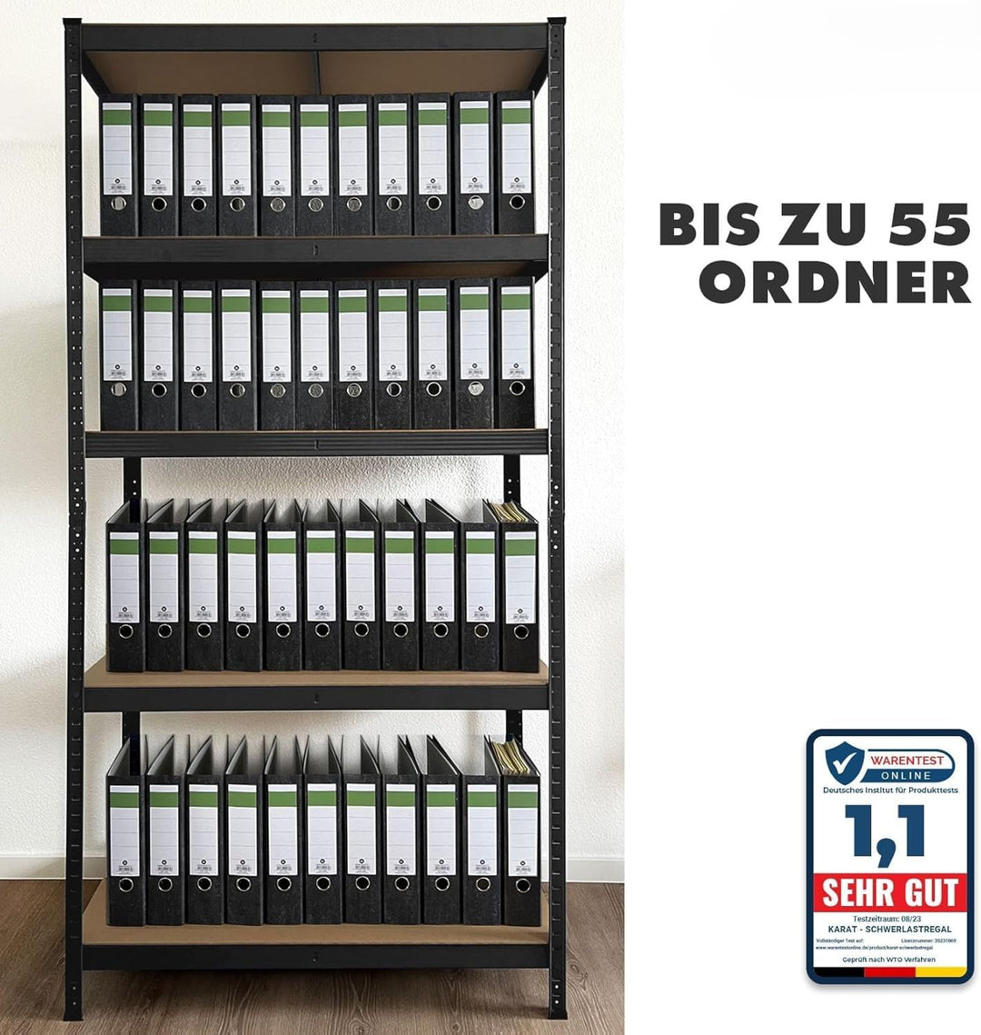 Floordirekt Schwerlastregal, 2er Set, schwarz 150 x 75 x 30 cm Steckregal, Kellerregal, Lagerregal,