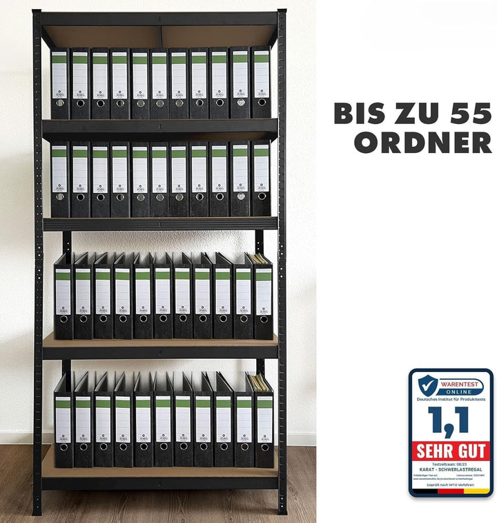 Floordirekt Schwerlastregal, 2er Set, schwarz 150 x 75 x 30 cm Steckregal, Kellerregal, Lagerregal,