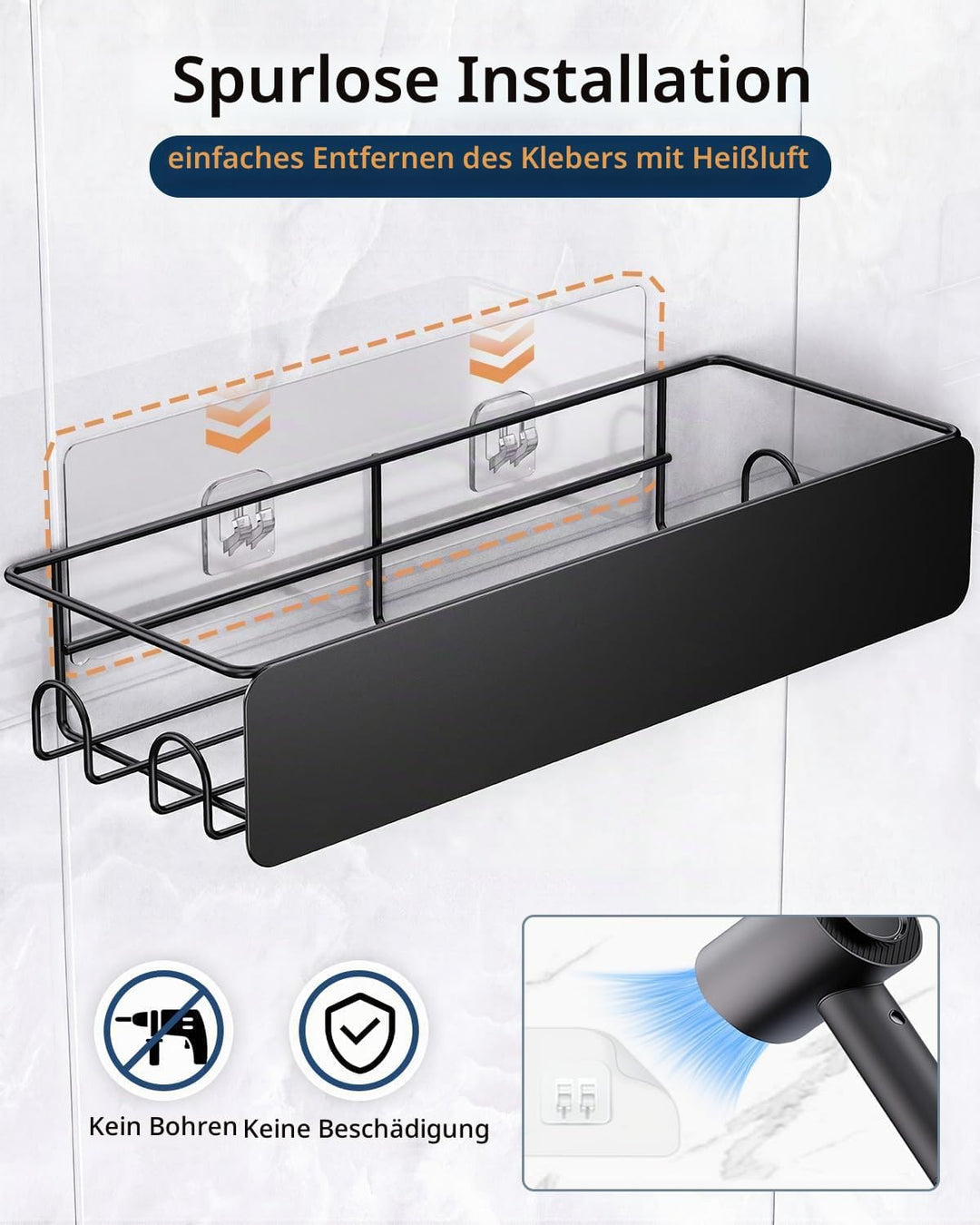 Duschablage Ohne Bohren Duschregal 2 Stück Duschkorb Mit Haken | Badregal Rostfreie Badezimmer Organ