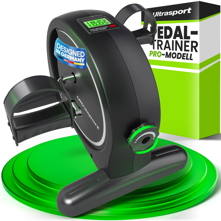 Ultrasport Pedaltrainer für Zuhause CE Zertifiziert inkl. Antirutsch-Matte und Gurt I Extraleiser Ar