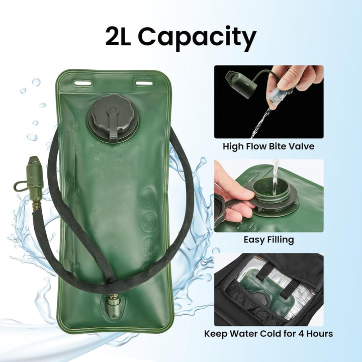G4Free Militär Trinkrucksack Rucksäck mit 2L Verbesserter Blase Trinkblasen Wanderrucksäcke für Wand