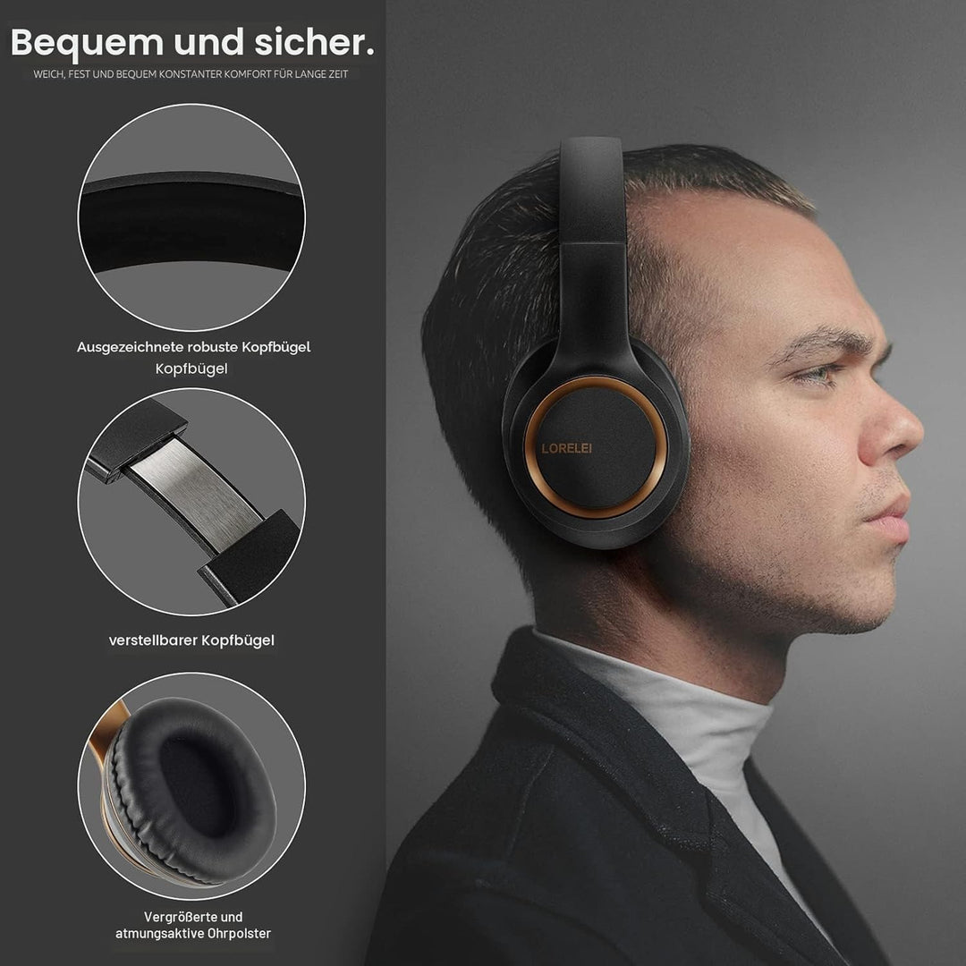 LORELEI X8 Over-Ear-Kopfhörer mit Mikrofon mit 1,45 m verwicklungsfreier Nylonschnur und 3,5-mm-Stec