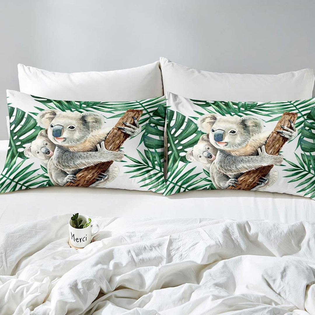 Homewish Koala Bettbezug Palme Bettwäsche Set Karikatur Tierwelt Tier Trösterbezug 155x220 für Kinde