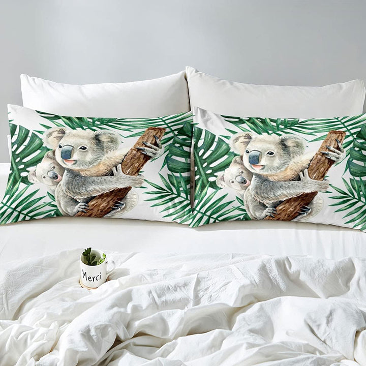 Homewish Koala Bettbezug Palme Bettwäsche Set Karikatur Tierwelt Tier Trösterbezug 155x220 für Kinde