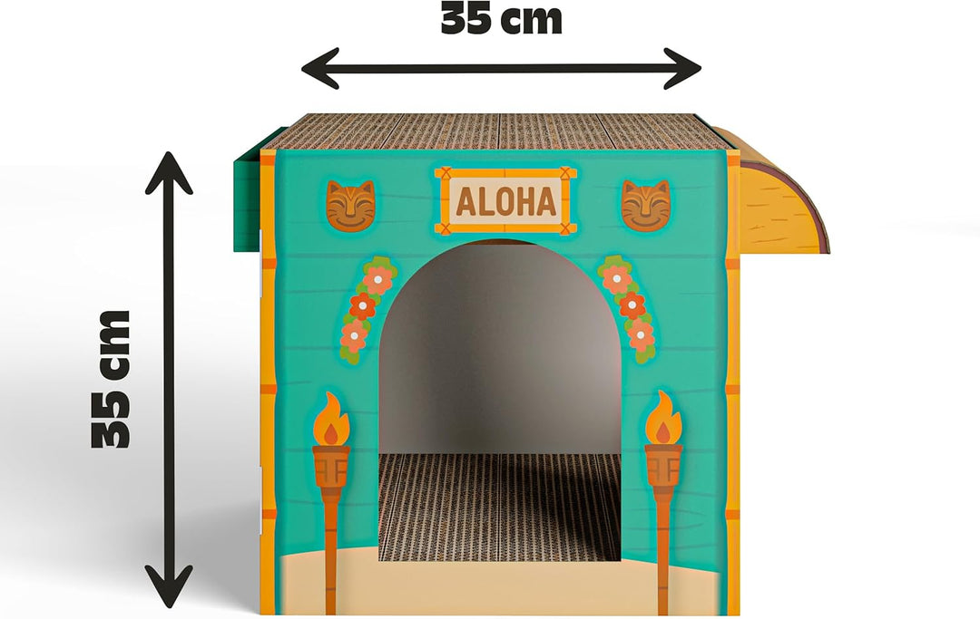 Cat’s Palace Katzenhaus Aloha Strandbar – Rückzugsort & Kratzmöbel mit 2 Kratzflächen für Katzen | 4