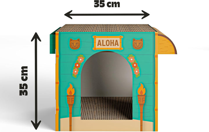 Cat’s Palace Katzenhaus Aloha Strandbar – Rückzugsort & Kratzmöbel mit 2 Kratzflächen für Katzen | 4