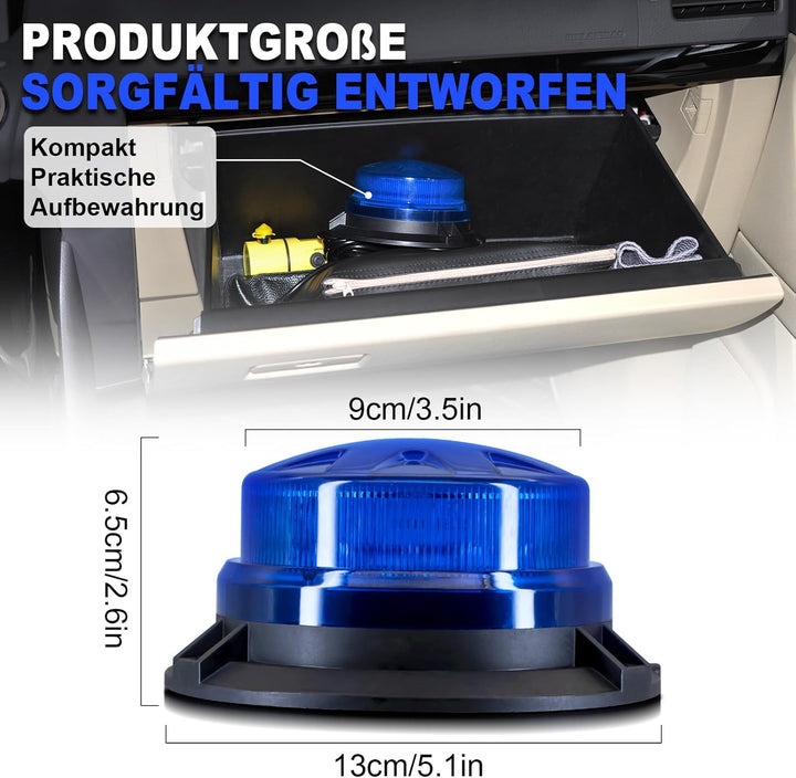 antom LED Rundumkennleuchte,12V-24V Blau Rundumleuchte mit magnetischem und 3 Meters-Kabel für Gabel