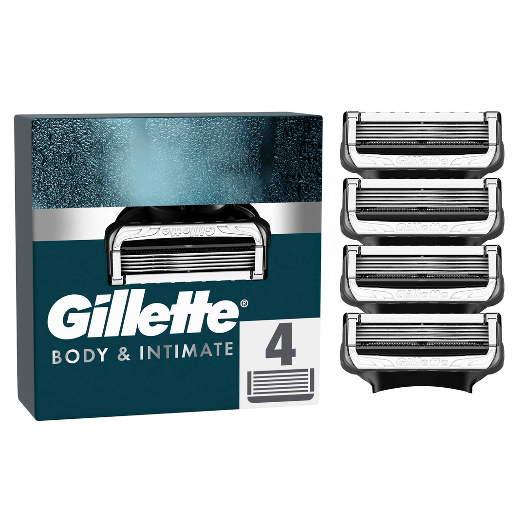 Gillette Intimate Rasierklingen, 4 Ersatzklingen für Nassrasierer Herren, mit verbesserten Gleitstre