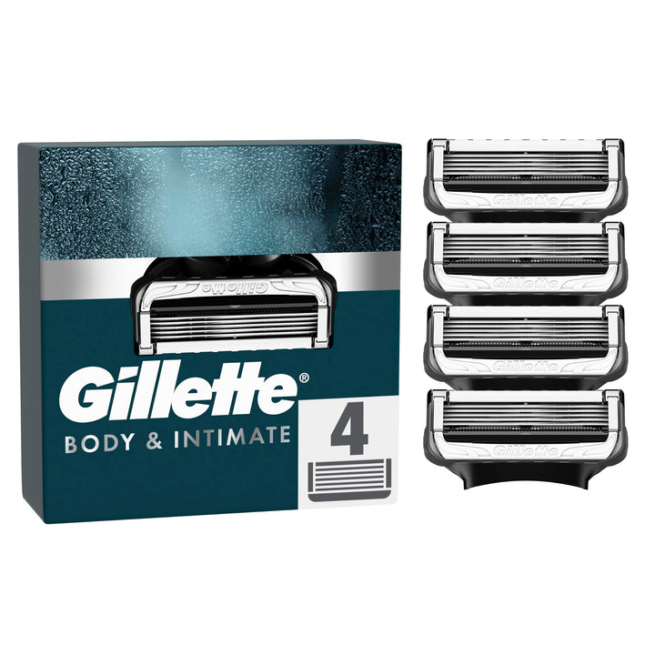 Gillette Intimate Rasierklingen, 4 Ersatzklingen für Nassrasierer Herren, mit verbesserten Gleitstre