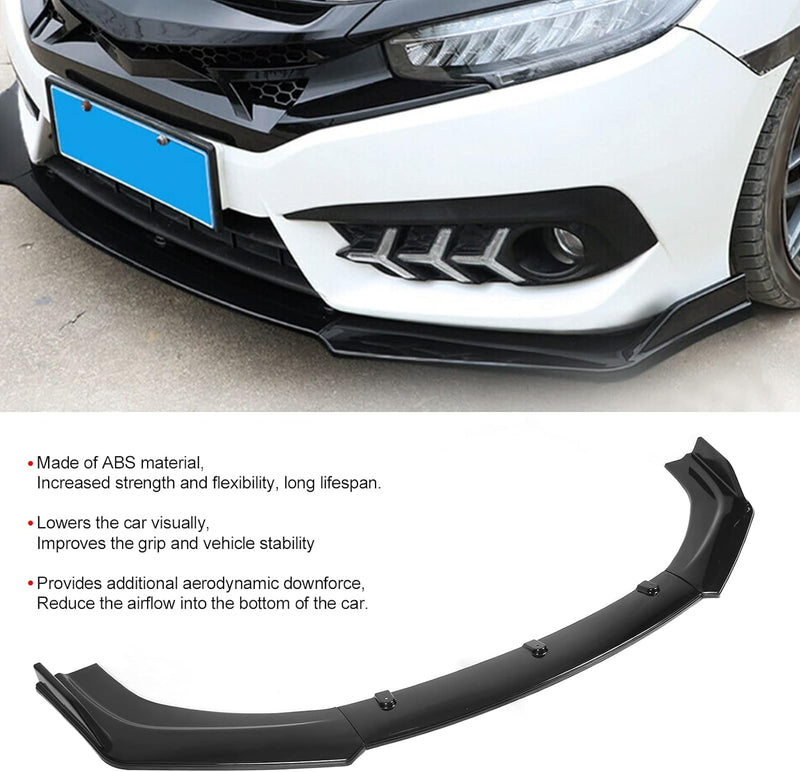 Frontstossstange Lip Spoiler, 3pcs Auto Frontstossstange Lip Splitter Spoiler Antikollision Wasserdi