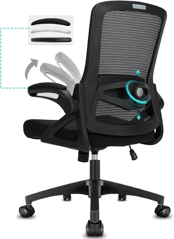 Milacyee Bürostuhl Ergonomischer, Schreibtischstuhl mit Klappbaren Armlehnen, Höhenverstellbarer Bür