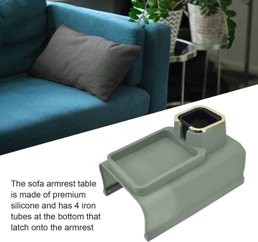 Qcwwy Sofa-Arm-Plattform, Couch-Arm-Getränkehalter, Sesselhalter, Stabiles Stahl-Silikon-Material So