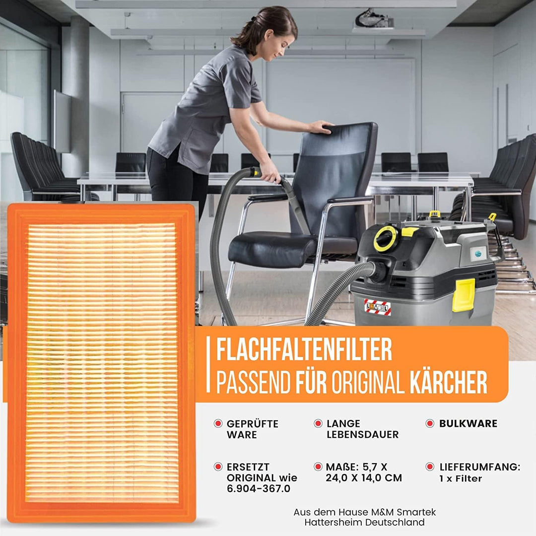 2 x Flachfaltenfilter Filter für original Kärcher NT 25/1 Ap, NT 35/1 Ap, NT 35/1, NT 45/1, NT 55/1,