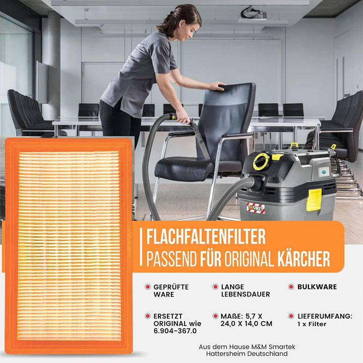 2 x Flachfaltenfilter Filter für original Kärcher NT 25/1 Ap, NT 35/1 Ap, NT 35/1, NT 45/1, NT 55/1,