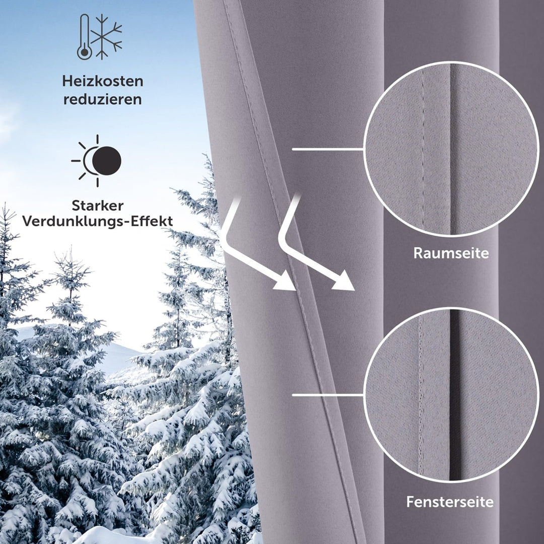 Blumtal 2er-Set Gardinen Verdunklungsvorhänge Blickdicht - Elegante Wärmeisolierende Vorhänge mit Ös