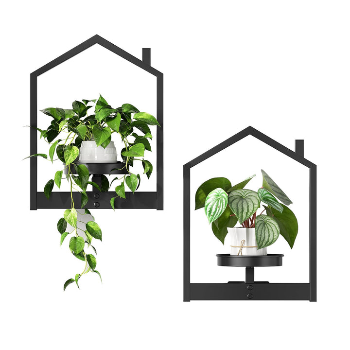 HOOBRO Blumenständer Wandmontage 2 Set, Blumentopf Wand, Wand Blumenständer mit Abnehmbarem Unterset