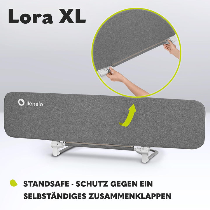 Lionelo Lora XL Tragbares Bettschutzgitter für Kinder, Neigungsverstellung bis 180°, klappbares Schu
