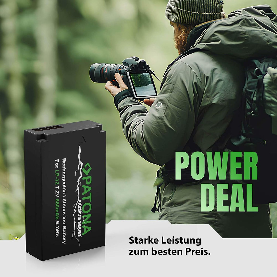 PATONA 2X Premium Akku Ersatz für Canon LP-E12 LPE12 Battery Pack 850mAh | Ersatzakku für EOS 100D R