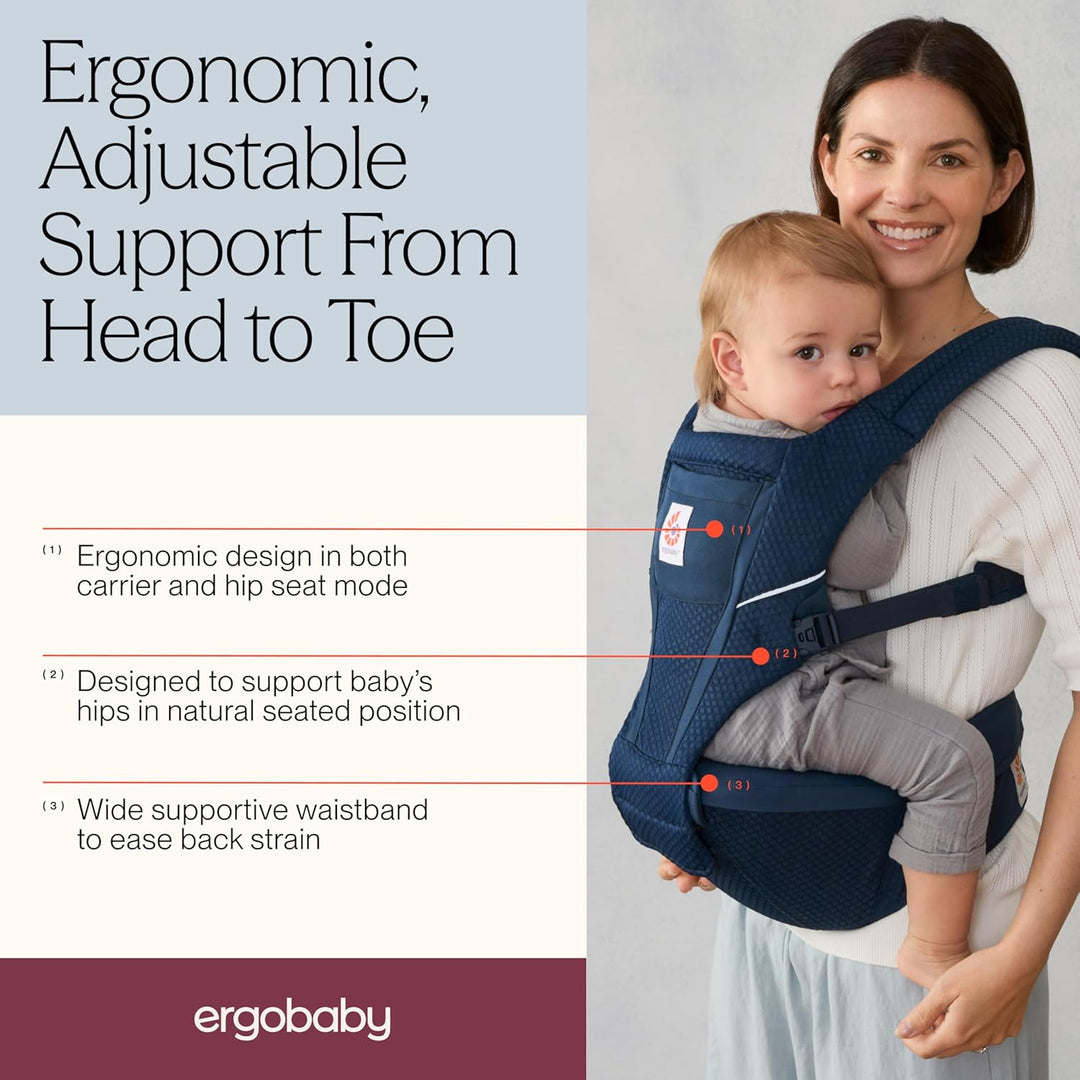 Ergobaby Alta Hip Seat Babytrage mit Babyhüftsitz für Babys und Kleinkinder ab 4 Monaten (5,5 kg - 2
