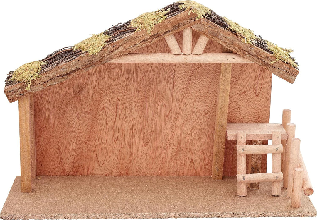 VBS Krippe Damaskus Holz Moos 40x13x26 cm Weihnachtsdeko Krippenfiguren Krippenstall Weihnachten Dek