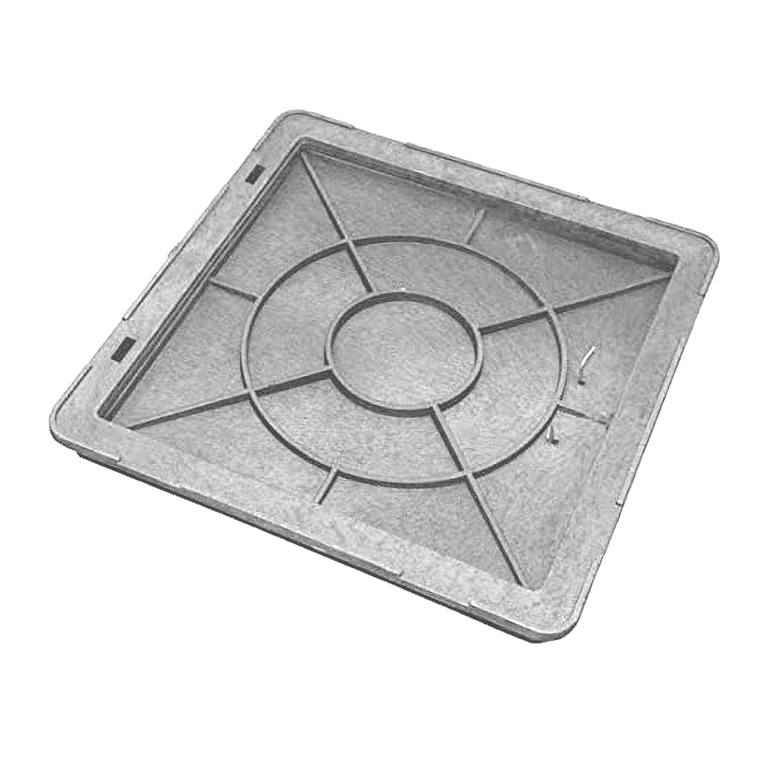 Varile 65cm quadratische Schachtabdeckung - Klasse A15 bis 1,5 Tonnen - Hellgrau, Hellgrau