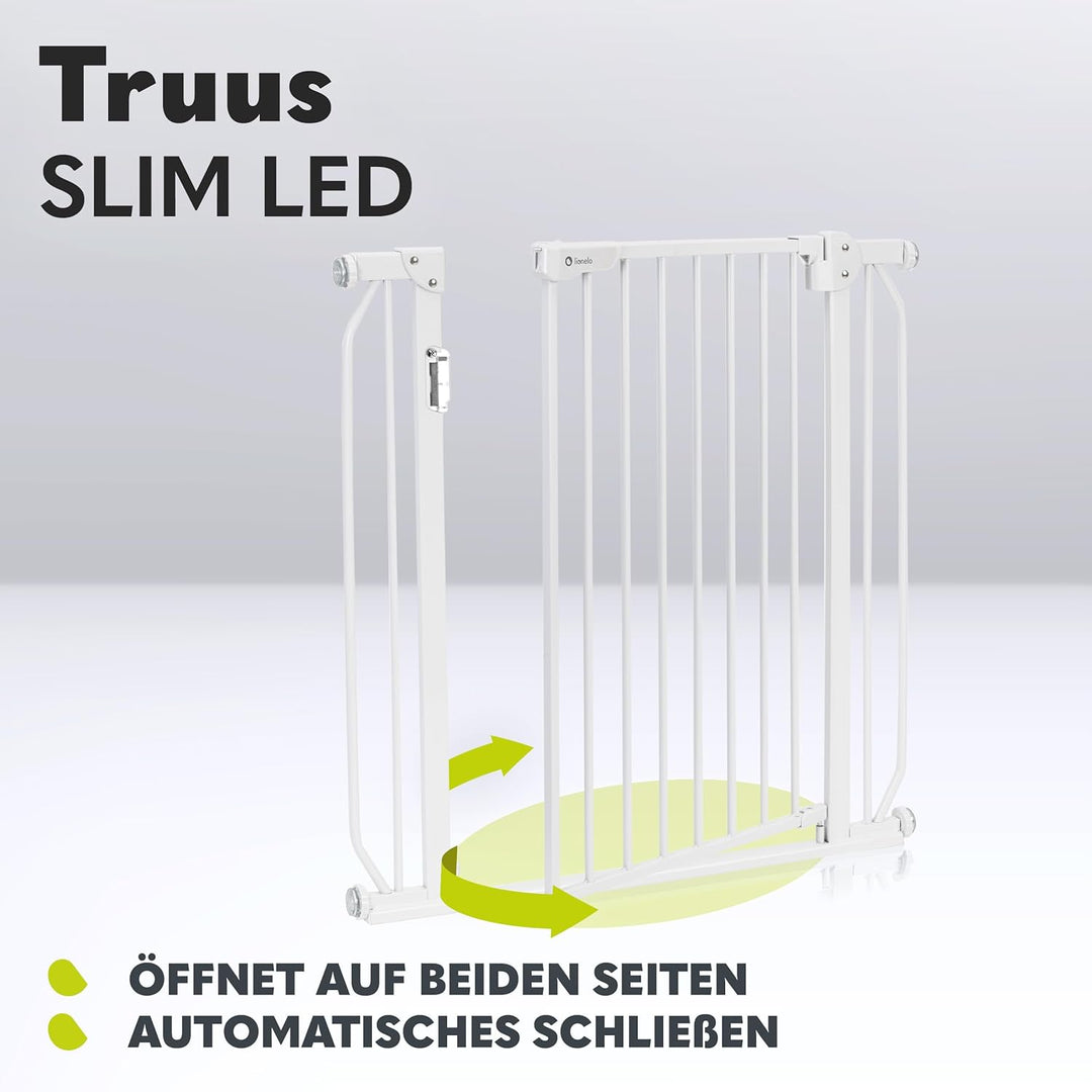 LIONELO Truus Slim LED Sicherheitstor mit Licht, Verstellbare Breite von 75 bis 105 cm mit Druckbesc