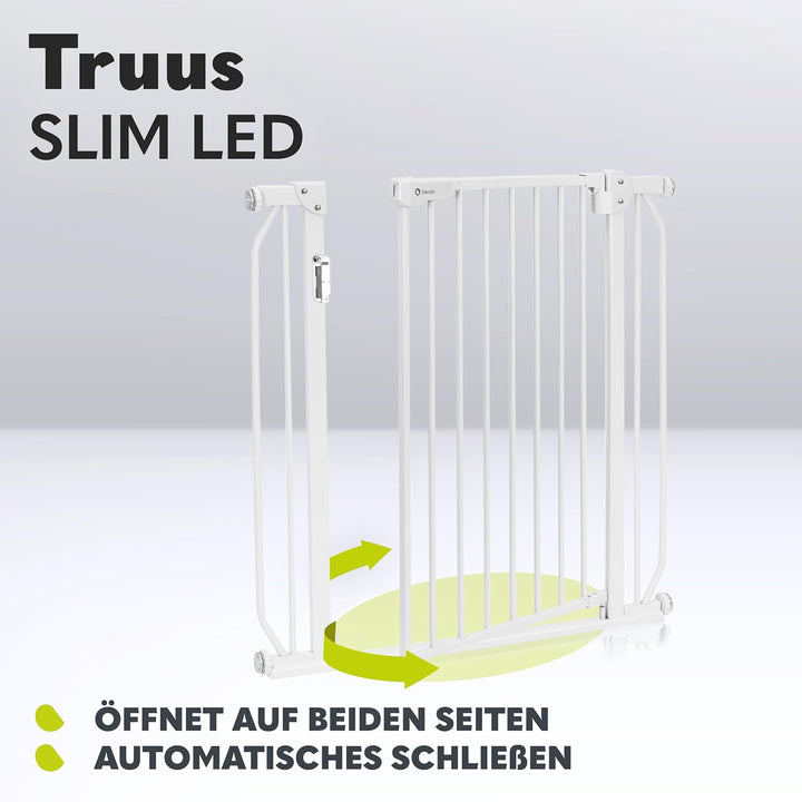 LIONELO Truus Slim LED Sicherheitstor mit Licht, Verstellbare Breite von 75 bis 105 cm mit Druckbesc