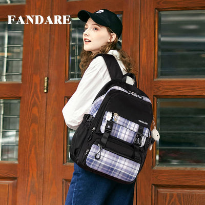 FANDARE Schulrucksack Schulrucksack Schultasche Herren Damen Rucksack Schulranzen für Outdoor Reise