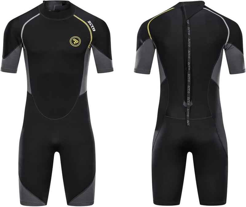 ZCCO Herren Shorty Neoprenanzüge 1,5 mm Premium Neopren-Reissverschluss Kurzarm zum Tauchen, Speerfi