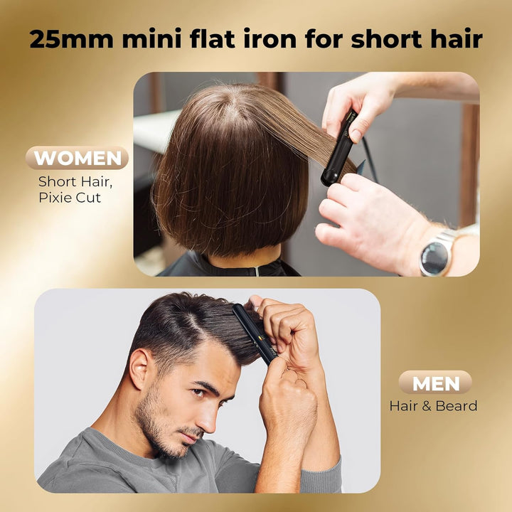 Haarglätteisen Mini Glätteisen für kurze Haare, Tourmalin-Keramik kleiner Haarstraighter, Reisender