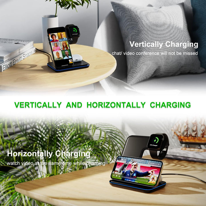 Minthouz Wireless Charger, 3 in 1 Induktive Ladestation mit 18W Adapter für mehrere Geräte Apple, iW