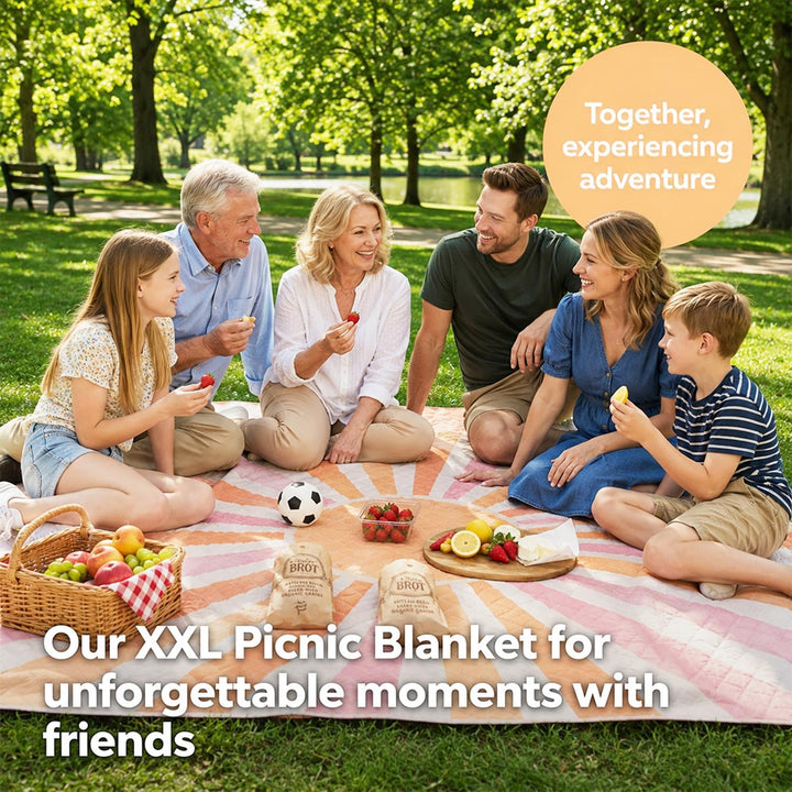 Picknickdecke Wasserdicht 200x200cm – Stranddecke Sandfrei & Waschbar, Extra Gross Outdoor Decke für