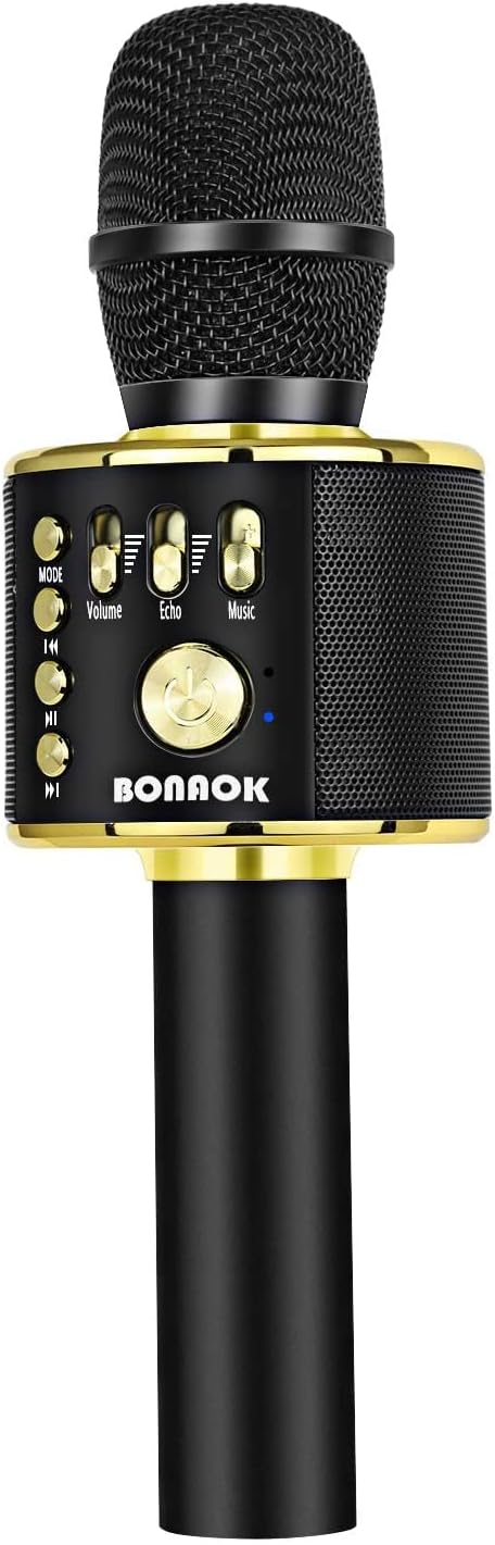 BONAOK Karaoke Mikrofon, 3 in 1 Kabelloses Bluetooth Mikrofon, Kinder Mikrofon Lautsprecher Maschine