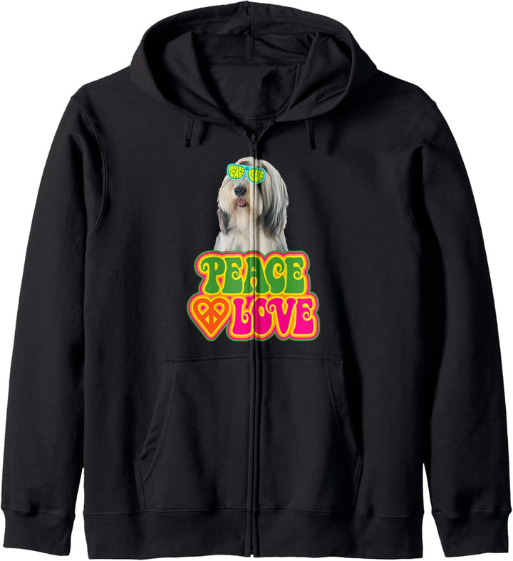 Peace Heart Love Dog Bearded Collie Kapuzenjacke