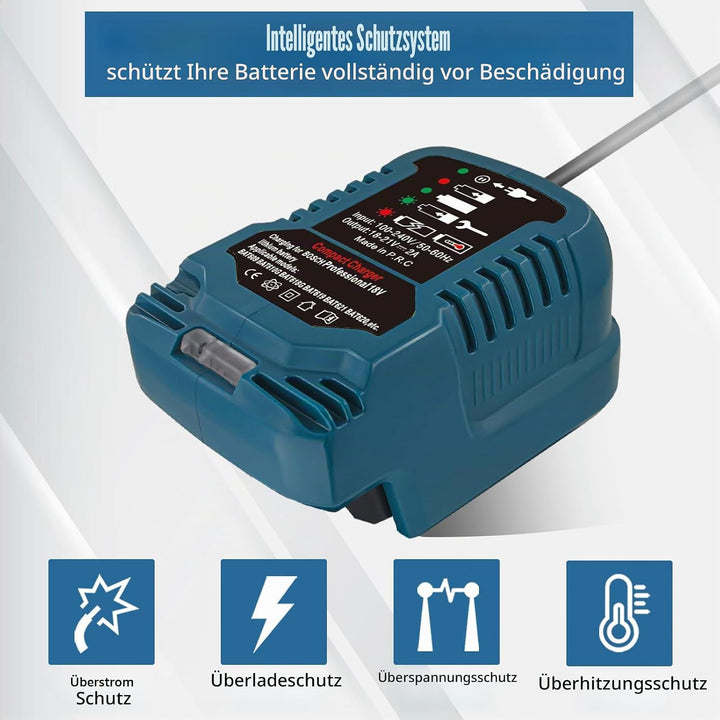 Ersatz Ladegerät für Bosch Professional 18V System Akku, 1/3 Grösse für Bosch Ladegerät GAL1880CV, f