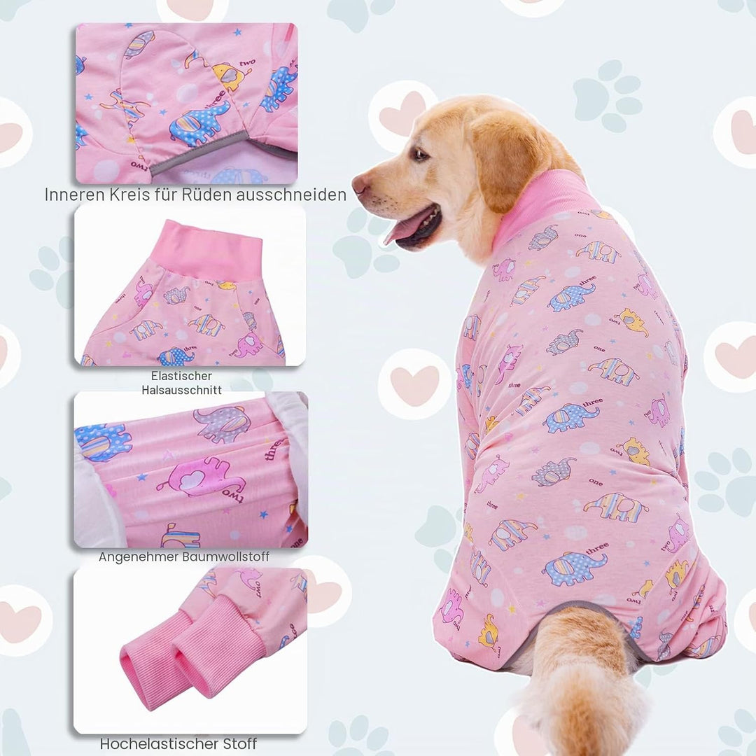 Yeapeeto Einteiler für Hunde, zur Erholung, für grosse und mittelgrosse Hunde, Schlafanzug, Ganzkörp