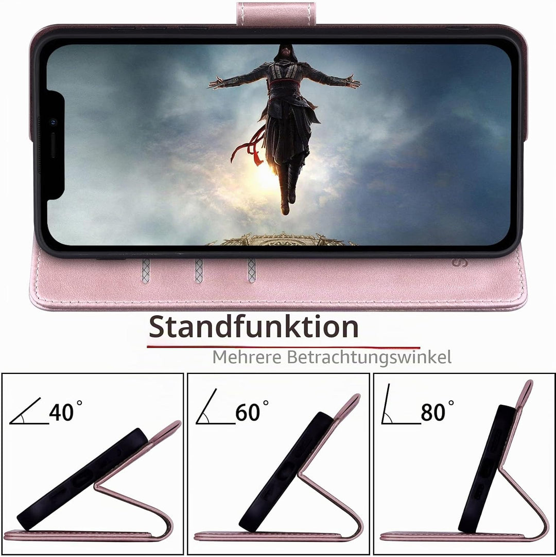 SUANPOT [RFID Schutz für iPhone 14 6.1" Hülle PU Leder Handyhülle Lederhülle Klapphülle Kartenfach F