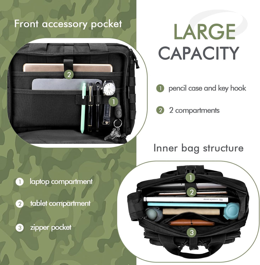 BAGZY Arbeitstasche Herren Multifunktional Taktische Tasche Range Bag Laptoptasche 14/15,6/17 Zoll A