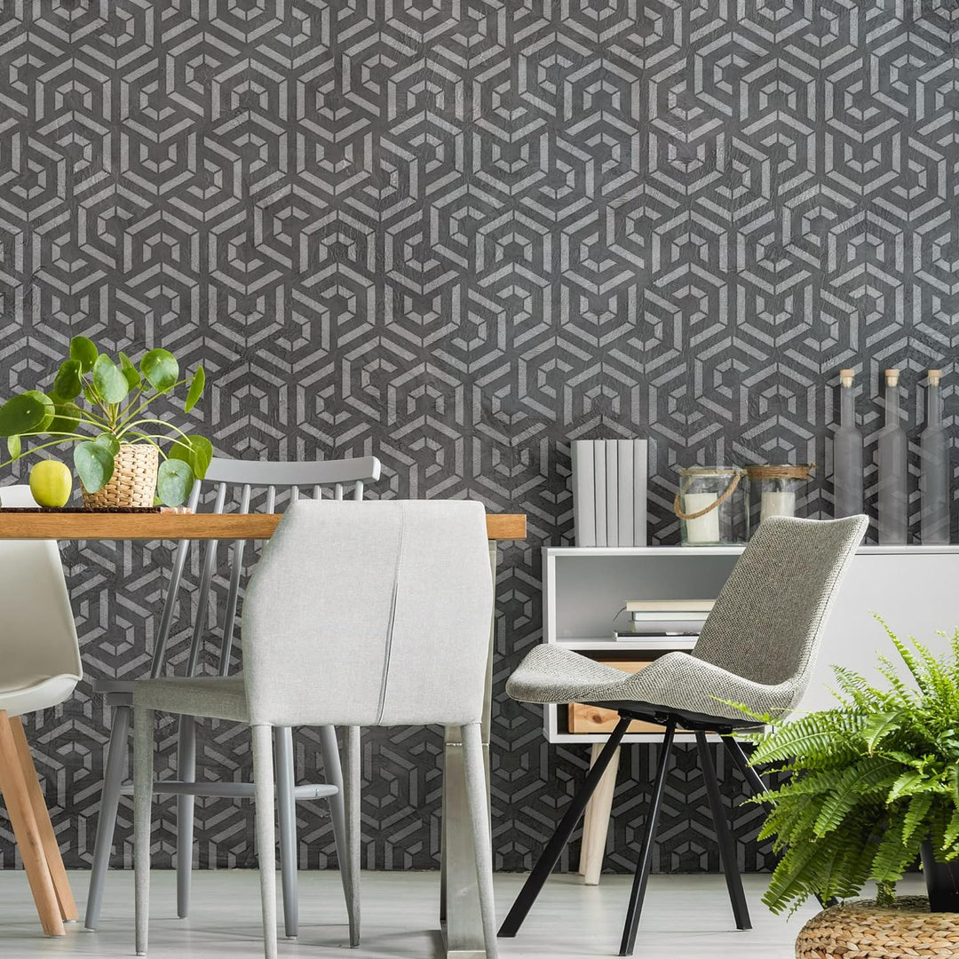 NAKLEO Wiederverwendbare Kunststoff-Schablone - 59x95cm - Hexagon Wirbel Geometrisch - Grosse Wieder