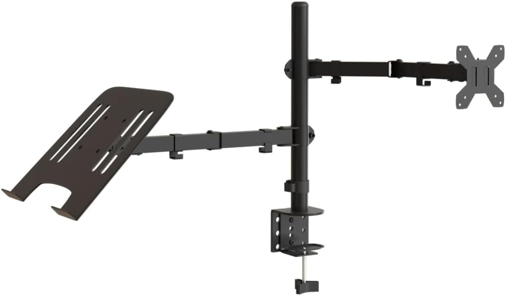 Monitorhalterung Schwarz Stahl VESA 75 100 mm höhenverstellbar schwenkbar neigbar drehbar für 13 27