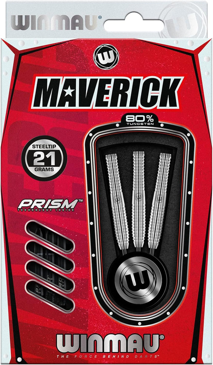 WINMAU Maverick 21 Gramm Profi Stahlspitze Wolfram Dartpfeile mit Flüge und Stiele (Wellen)