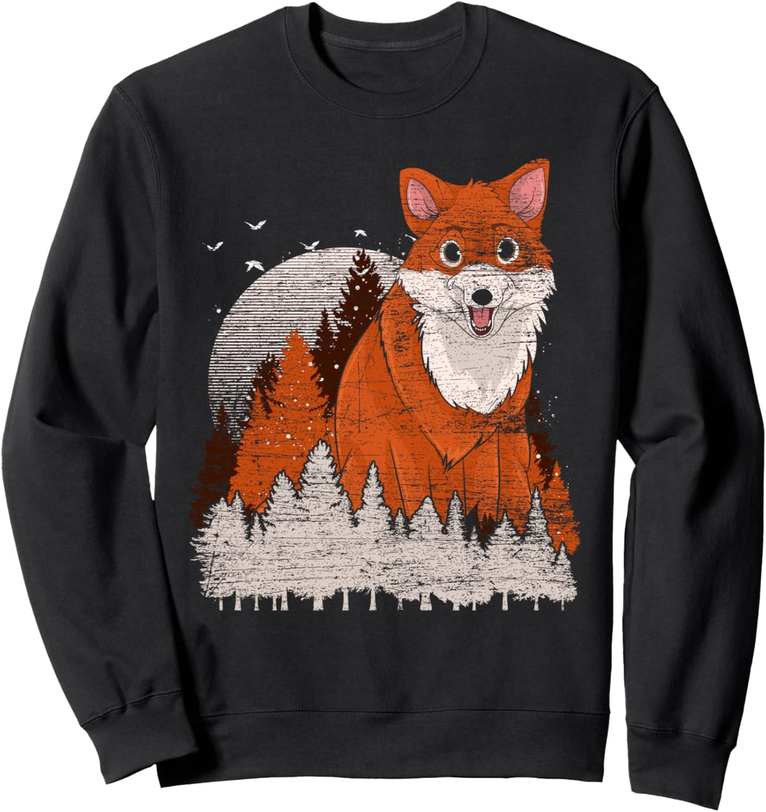 Waldbewohner Tierfreund Vollmond Mondlicht Niedliches Fuchs Sweatshirt