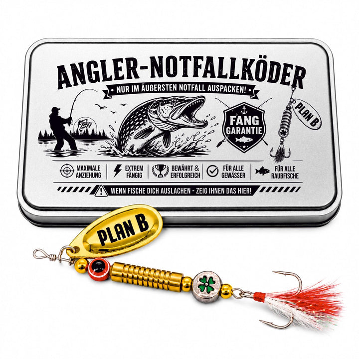 Anglergeschenk mit Gravur - Männer - Frauen - Angelköder - Angelhaken - Spinner - Glücksfisch (Herzl