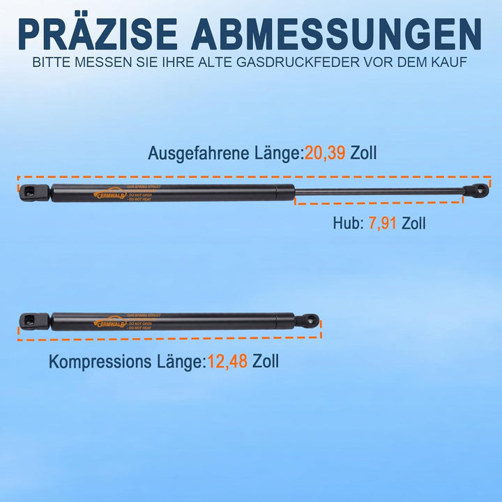 2X Heckklappendämpfer für VW Polo 9N1/9N3 2001-2007 Gasdruckfeder Kofferraum Dämpfer Schwarz Gasdruc