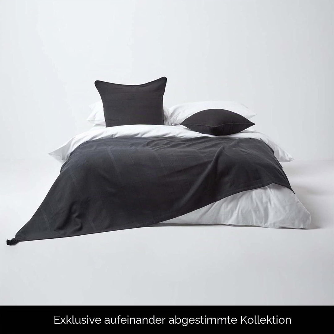 Homescapes extra grosse Tagesdecke Rajput, schwarz, Wohndecke aus 100% Baumwolle, 255 x 360 cm, Sofa