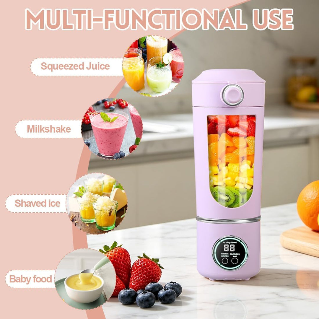 Tragbarer Mixer, Mini-Standmixer, kleiner Entsafter, Smoothie-Maker mit Silikon Strohhalm, USB Wiede