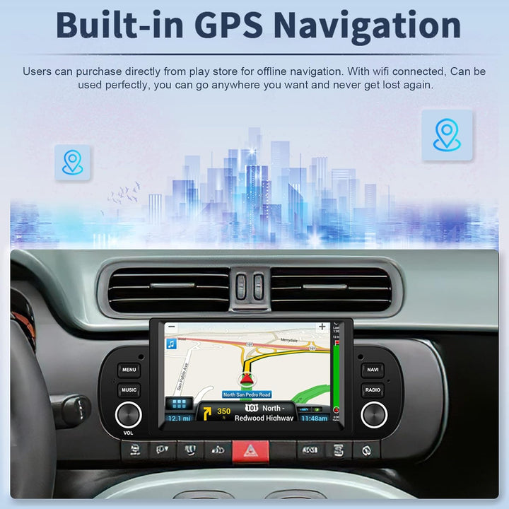 Hikity 1G 32G Android 13 Carplay Autoradio Wireless mit Navi Für Fiat Panda 2013-2020 6.2Zoll Touchs