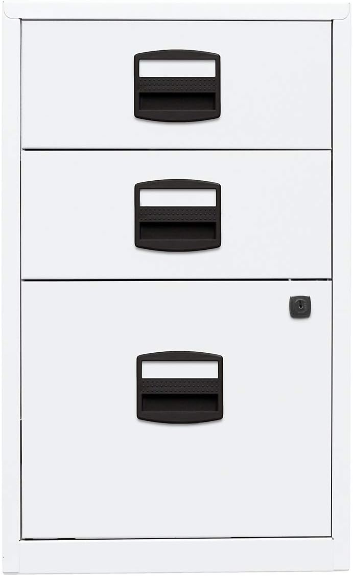 Bisley Home Beistellschrank PFA, 2 Universalschubladen, 1 HR-Schublade, Metall, 696 Verkehrsweiss, 4